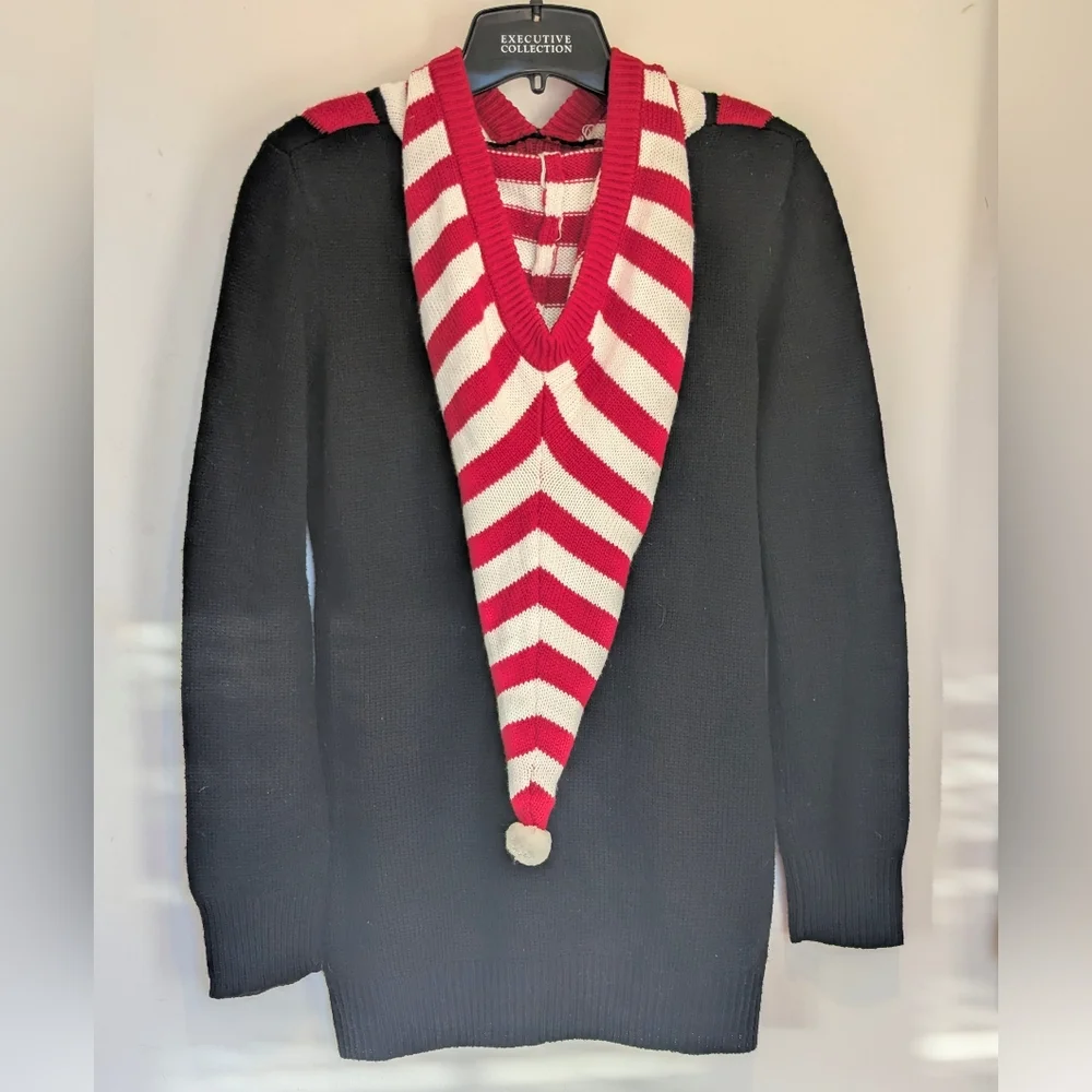 Women's Ugly Christmas Sweater Dress Santa's Favorite Elf Medium Festive Holiday - Picture 2 of 3